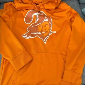 NFL Orange Buccaneer Logo Hoodie Size Small Pockets Fair Condition for spots